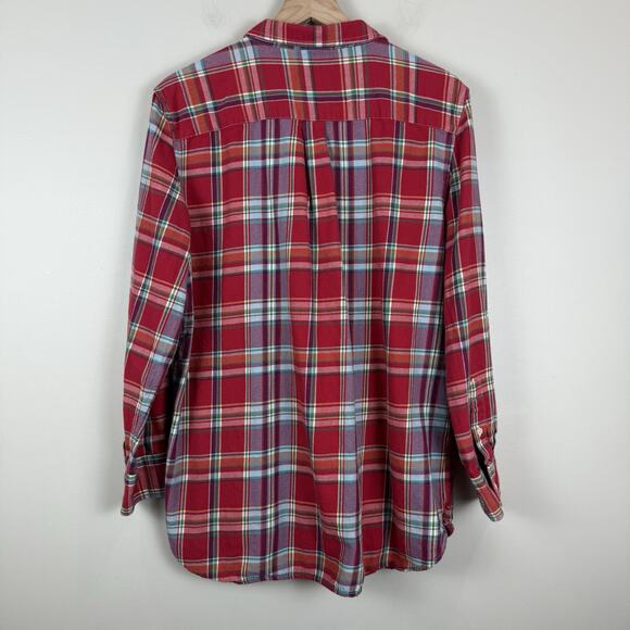 Ralph Lauren Button Up Shirt Women Large Red Multi Plaid Flannel Western Casual - Picture 3 of 8